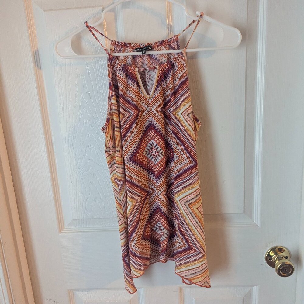 Unique spectrum purple orange white tank top - M